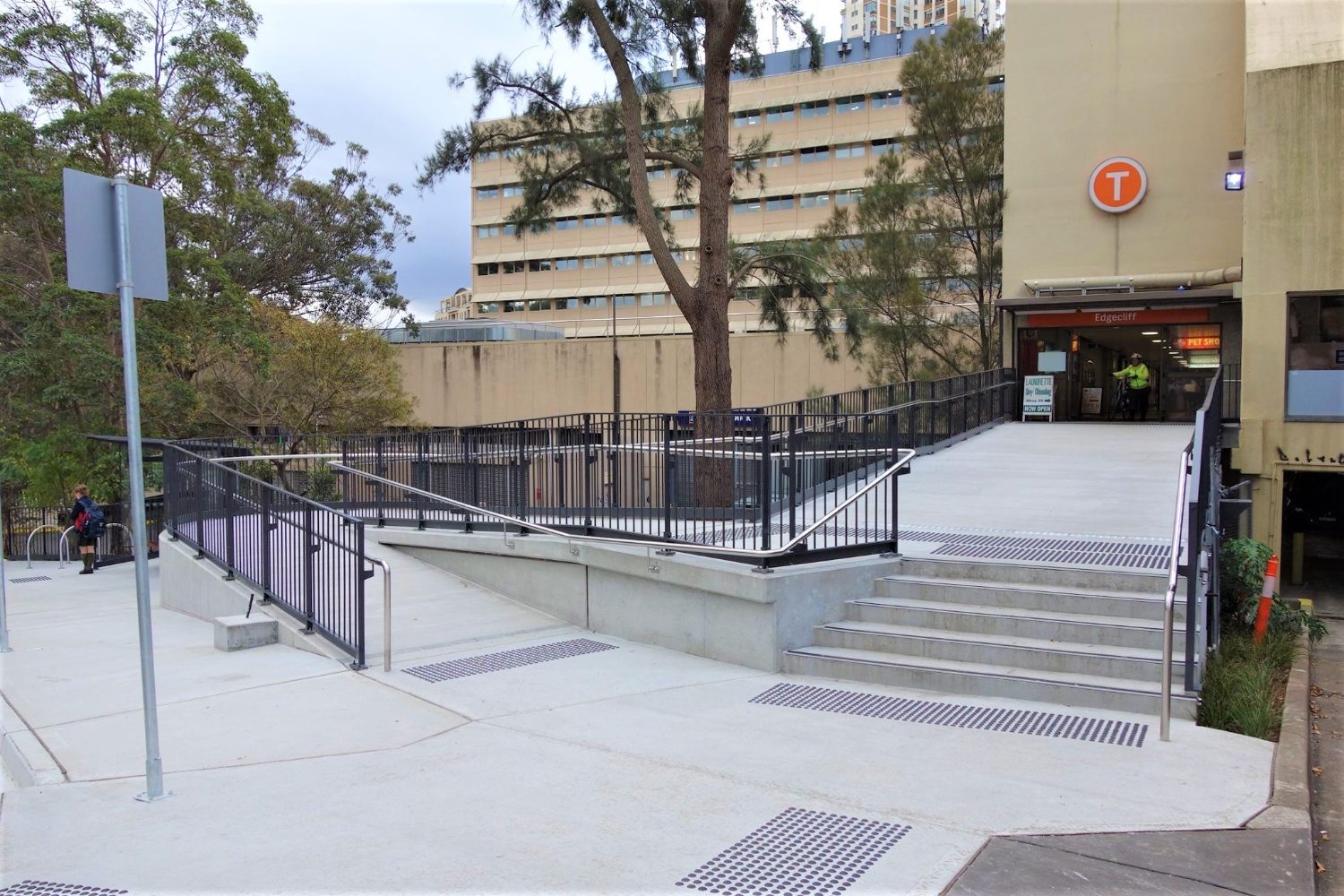 New accessible ramp and stairs at the McLean Street station entry